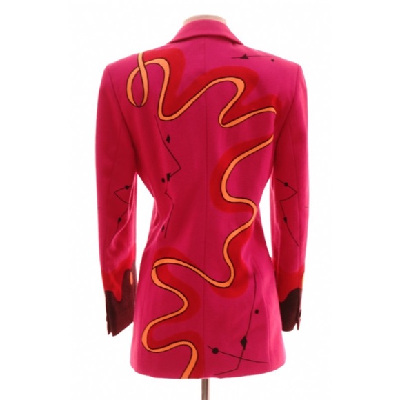 VINTAGE ESCADA Pink Abstract Print Blazer - Picture 2 of 4